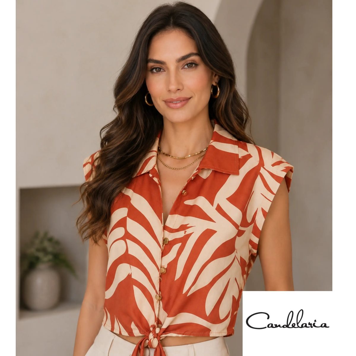 Blusa corta estampada