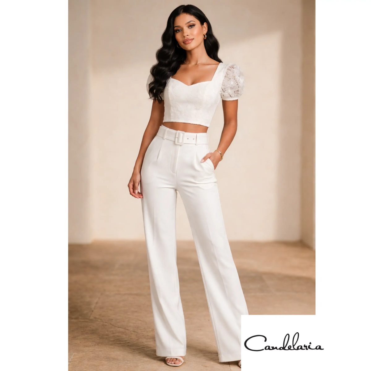 Set blanco de dos piezas para bautizos