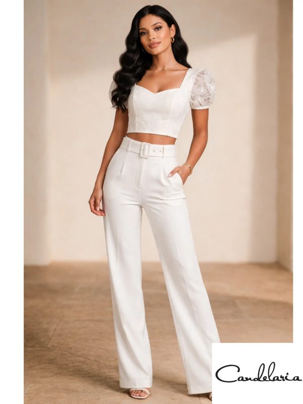 Set blanco de dos piezas para bautizos