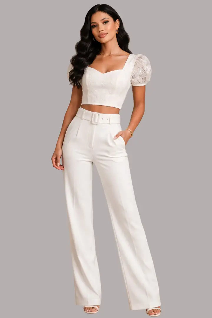 Set blanco de dos piezas para bautizos