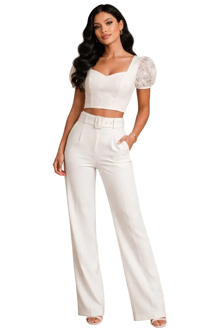 Set blanco de dos piezas para bautizos