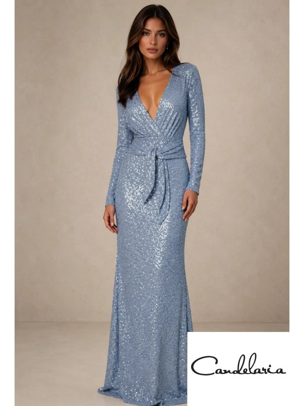 Vestido largo brillante con lentejuelas