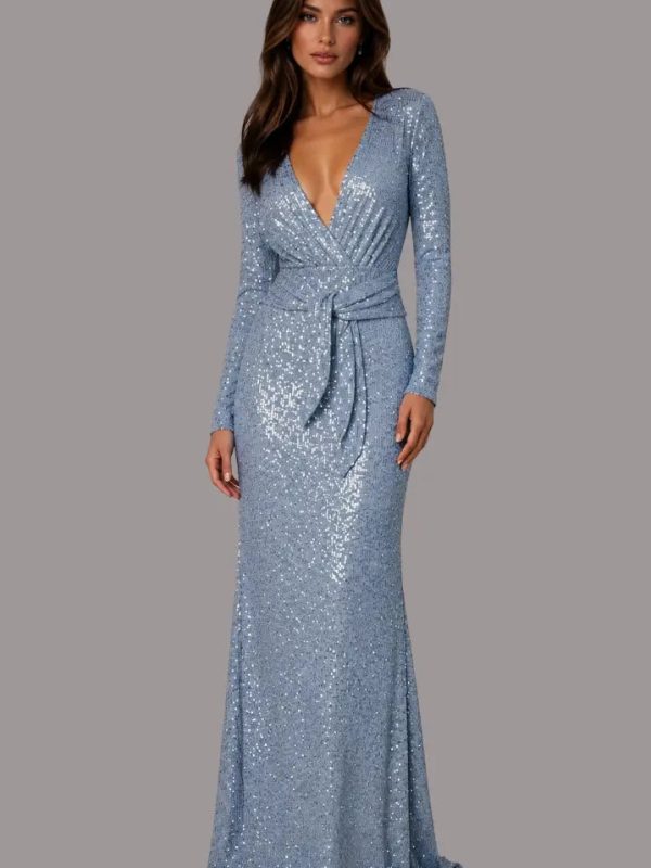 Vestido largo brillante con lentejuelas