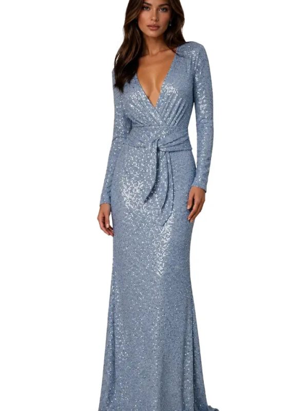 Vestido largo brillante con lentejuelas