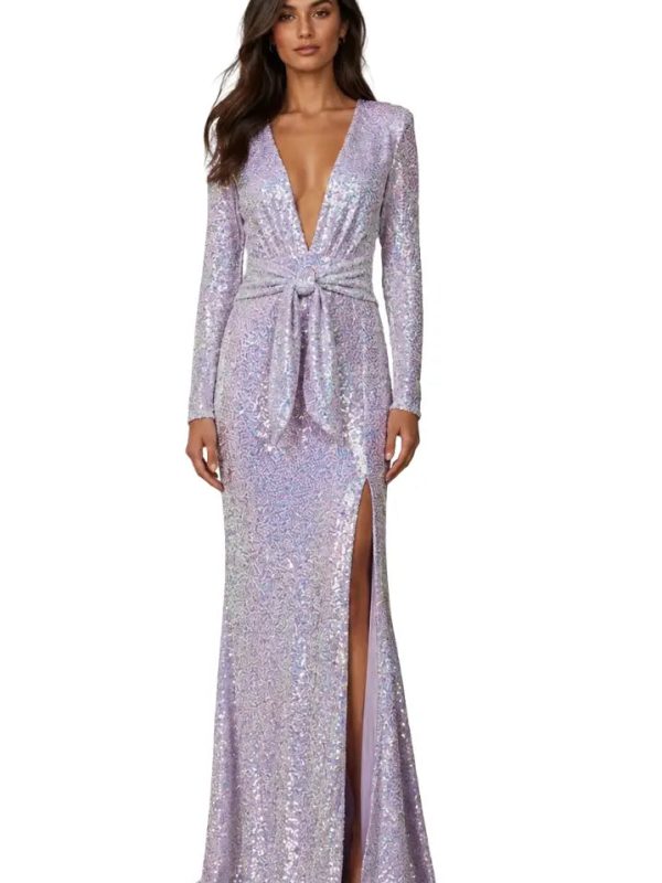 Vestido largo brillante con lentejuelas