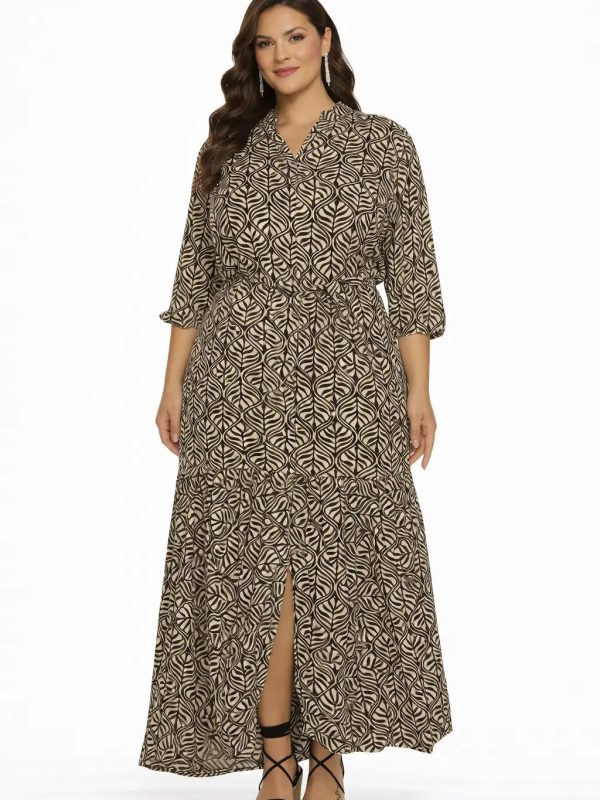 Vestido plus manga larga