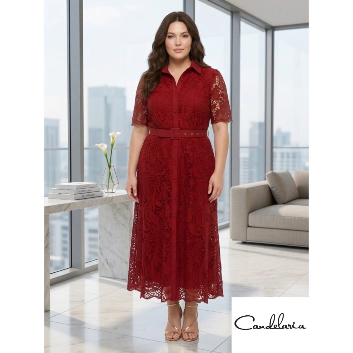 Vestido corto plus con piedra